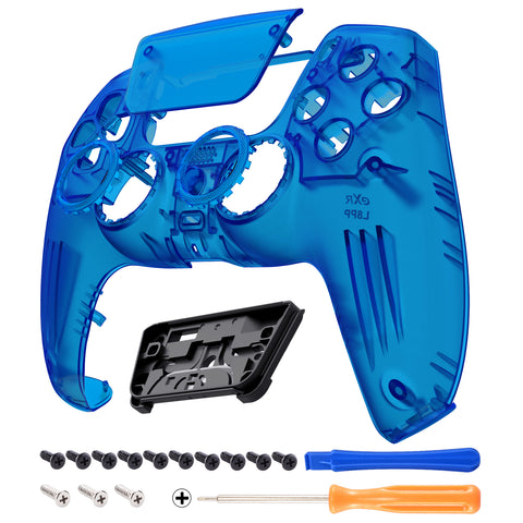 eXtremeRate LUNA Redesigned Clear Blue Front Shell Touchpad Compatible with ps5 Controller BDM-010/020/030/040, DIY Replacement Housing Custom Touch Pad Cover Compatible with ps5 Controller - GHPFM004