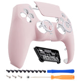 eXtremeRate LUNA Redesigned Cherry Blossoms Pink Front Shell Touchpad Compatible with ps5 Controller BDM-010/020/030/040, DIY Replacement Housing Custom Touch Pad Cover Compatible with ps5 Controller - GHPFP004