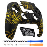 eXtremeRate LUNA Redesigned Front Shell with Touchpad for PS5 Controller BDM-010/020/030/040/050 - The Great GOLDEN Wave Off Kanagawa - Black - GHPFT014