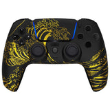 eXtremeRate LUNA Redesigned Front Shell with Touchpad for PS5 Controller BDM-010/020/030/040/050 - The Great GOLDEN Wave Off Kanagawa - Black - GHPFT014
