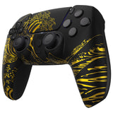 eXtremeRate LUNA Redesigned Front Shell with Touchpad for PS5 Controller BDM-010/020/030/040/050 - The Great GOLDEN Wave Off Kanagawa - Black - GHPFT014