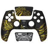 eXtremeRate LUNA Redesigned The Great GOLDEN Wave Off Kanagawa - Black Front Shell Touchpad Compatible with ps5 Controller BDM-010/020/030/040, DIY Replacement Housing Custom Touch Pad Cover Compatible with ps5 Controller - GHPFT014