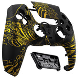 eXtremeRate LUNA Redesigned Front Shell with Touchpad for PS5 Controller BDM-010/020/030/040/050 - The Great GOLDEN Wave Off Kanagawa - Black - GHPFT014