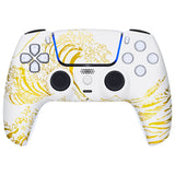 eXtremeRate LUNA Redesigned Front Shell with Touchpad for PS5 Controller BDM-010/020/030/040/050 - The Great GOLDEN Wave Off Kanagawa - White - GHPFT015