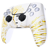 eXtremeRate LUNA Redesigned The Great GOLDEN Wave Off Kanagawa - White Front Shell Touchpad Compatible with ps5 Controller BDM-010/020/030/040, DIY Replacement Housing Custom Touch Pad Cover Compatible with ps5 Controller - GHPFT015