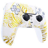 eXtremeRate LUNA Redesigned Front Shell with Touchpad for PS5 Controller BDM-010/020/030/040/050 - The Great GOLDEN Wave Off Kanagawa - White - GHPFT015
