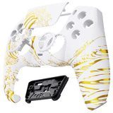 eXtremeRate LUNA Redesigned Front Shell with Touchpad for PS5 Controller BDM-010/020/030/040/050 - The Great GOLDEN Wave Off Kanagawa - White - GHPFT015