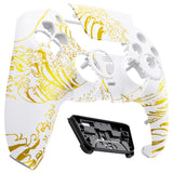 eXtremeRate LUNA Redesigned Front Shell with Touchpad for PS5 Controller BDM-010/020/030/040/050 - The Great GOLDEN Wave Off Kanagawa - White - GHPFT015