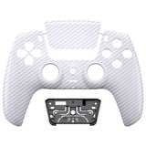 eXtremeRate LUNA Redesigned White Silver Carbon Fiber Front Shell Touchpad Compatible with ps5 Controller BDM-010/020/030/040, DIY Replacement Housing Custom Touch Pad Cover Compatible with ps5 Controller - GHPFS005