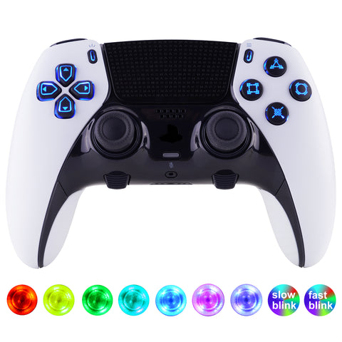 eXtremeRate Multi-Colors Luminated Buttons D&F LED Kit for PS5 Edge Controller - Black Classical Symbols Buttons - KRXEGL001