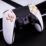 eXtremeRate Multi-Colors Luminated Buttons D&F LED Kit for PS5 Edge Controller - Chrome Gold Classical Symbols Buttons - KRXEGL002
