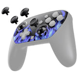 eXtremeRate Octagonal Gated Sticks Design Faceplate Shell with ThumbsGear Thumbsticks for Nintendo Switch 2 Pro Controller - Blue Flame - BDEPTR003