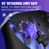 eXtremeRate Octagonal Gated Sticks Design Faceplate Shell with ThumbsGear Thumbsticks for Nintendo Switch 2 Pro Controller - Blue Flame - BDEPTR003