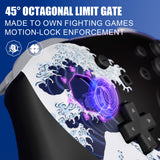 eXtremeRate Octagonal Gated Sticks Design Faceplate Shell with ThumbsGear Thumbsticks for Nintendo Switch 2 Pro Controller - The Great Wave Off Kanagawa - BDEPTR001