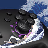 eXtremeRate Octagonal Gated Sticks Design Faceplate Shell with ThumbsGear Thumbsticks for Nintendo Switch 2 Pro Controller - The Great Wave Off Kanagawa - BDEPTR001