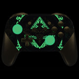 eXtremeRate Glow in Dark - Totem of Kingdom Black Faceplate Backplate Handles Cover, Octagonal Gated Sticks Design DIY Replacement Grip Housing Shell for Nintendo Switch Pro Controller - Controller NOT Included - FRE623