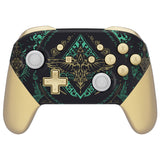 eXtremeRate Glow in Dark - Totem of Kingdom Black Faceplate Backplate Handles Cover, Octagonal Gated Sticks Design DIY Replacement Grip Housing Shell for Nintendo Switch Pro Controller - Controller NOT Included - FRE623