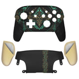 eXtremeRate Glow in Dark - Totem of Kingdom Black Faceplate Backplate Handles Cover, Octagonal Gated Sticks Design DIY Replacement Grip Housing Shell for Nintendo Switch Pro Controller - Controller NOT Included - FRE623