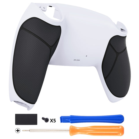 eXtremeRate Rubberized Black White Performance Rubberized Custom Back Housing Bottom Shell Compatible with ps5 Controller, Replacement Back Shell Cover Compatible with ps5 Controller - DPFU6005