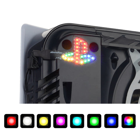 eXtremeRate RGB RAINBOW Logo LED Kit for PS5 Console (2020 CFI-1 Series), 7 Colors 40 Effects Illuminated Decoration Logo LED for PS5 Disc & Digital Edition Console - PFLED21