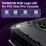 eXtremeRate 7 Colors 40 Effects RGB RAINBOW Logo LED Kit for PS5 Slim/Pro Console, Illuminated Decoration Logo LED for PS5 Slim/Pro Disc & Digital Console - PFLED18