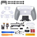 eXtremeRate RISE4 Plus MAX Back Paddles Kit with Clicky Trigger Stops & Rubberized Grip for PS5 Controller BDM-030/040/050/060 - White Gray - HKCPFM002M3