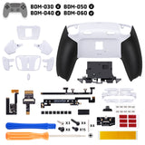 eXtremeRate RISE4 Plus MAX Back Paddles Kit with Clicky Trigger Stops & Rubberized Grip for PS5 Controller BDM-030/040/050/060 - White Black - White - HKCPFM003M3