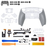 eXtremeRate RISE4 Plus MAX Back Paddles Kit with Clicky Trigger Stops & Rubberized Grip for PS5 Controller BDM-030/040/050 - Clear & Gray - HKCPFM007M2