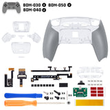 eXtremeRate RISE Plus MAX Back Paddles Kit with Clicky Trigger Stops & Rubberized Grip for PS5 Controller BDM-030/040/050 - Clear & Gray - GQTPFM007M2