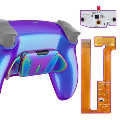 eXtremeRate Rainbow Aura Blue & Purple Real Metal Buttons (RMB) Version RISE4 Remap Kit for PS5 Controller BDM-030/040 - Chameleon Purple Blue - YPFJ7014G3