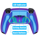 eXtremeRate Rainbow Aura Blue & Purple Real Metal Buttons (RMB) Version RISE4 Remap Kit for PS5 Controller BDM-030/040/050 - Chameleon Purple Blue - YPFJ7014G3