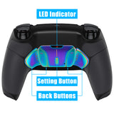 eXtremeRate Rainbow Aura Blue & Purple Real Metal Buttons (RMB) Version RISE4 Remap Kit for PS5 Controller BDM-030/040 - Rubberized Black - YPFJ7011G3