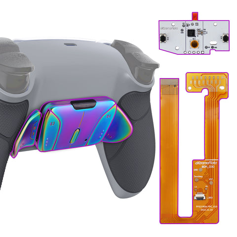 eXtremeRate Rainbow Aura Blue & Purple Real Metal Buttons (RMB) Version RISE4 Remap Kit for PS5 Controller BDM-030/040 - Rubberized New Hope Gray & Classic Gray - YPFJ7013G3