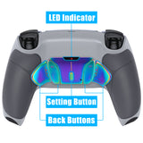 eXtremeRate Rainbow Aura Blue & Purple Real Metal Buttons (RMB) Version RISE4 Remap Kit for PS5 Controller BDM-030/040 - Rubberized New Hope Gray & Classic Gray - YPFJ7013G3