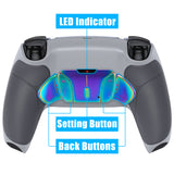 eXtremeRate Rainbow Aura Blue & Purple Real Metal Buttons (RMB) Version RISE4 Remap Kit for PS5 Controller BDM-030/040/050 - Rubberized New Hope Gray & Classic Gray - YPFJ7013G3