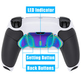 eXtremeRate Rainbow Aura Blue & Purple Real Metal Buttons (RMB) Version RISE4 Remap Kit for PS5 Controller BDM-030/040 - Rubberized White Black - YPFJ7012G3