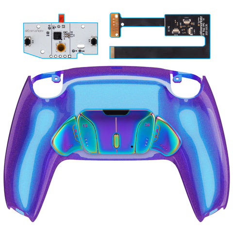 eXtremeRate Rainbow Aura Blue & Purple Real Metal Buttons (RMB) Version RISE4 Remap Kit for PS5 Controller BDM-010/020 - Chameleon Purple Blue - YPFJ7014