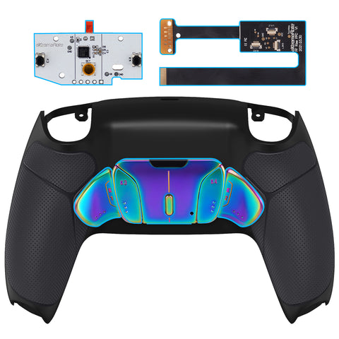 eXtremeRate Rainbow Aura Blue & Purple Real Metal Buttons (RMB) Version RISE4 Remap Kit for PS5 Controller BDM-010/020 - Rubberized Black - YPFJ7011
