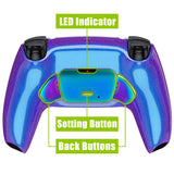 eXtremeRate Rainbow Aura Blue & Purple Real Metal Buttons (RMB) Version RISE Remap Kit for PS5 Controller BDM-030/040 - Chameleon Purple Blue - XPFJ7014G3