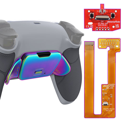 eXtremeRate Rainbow Aura Blue & Purple Real Metal Buttons (RMB) Version RISE Remap Kit for PS5 Controller BDM-030/040/050 - Rubberized New Hope Gray & Classic Gray - XPFJ7013G3