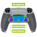 eXtremeRate Rainbow Aura Blue & Purple Real Metal Buttons (RMB) Version RISE Remap Kit for PS5 Controller BDM-030/040/050 - Rubberized New Hope Gray & Classic Gray - XPFJ7013G3