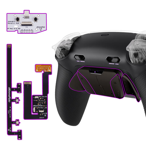 eXtremeRate Real Metal Buttons (RMB) Version RISE4 Plus MAX Back Paddles Kit with Clicky Trigger Stops & Rubberized Grip for PS5 Controller BDM-030/040/050/060 - Black - HKCPFJ001M3