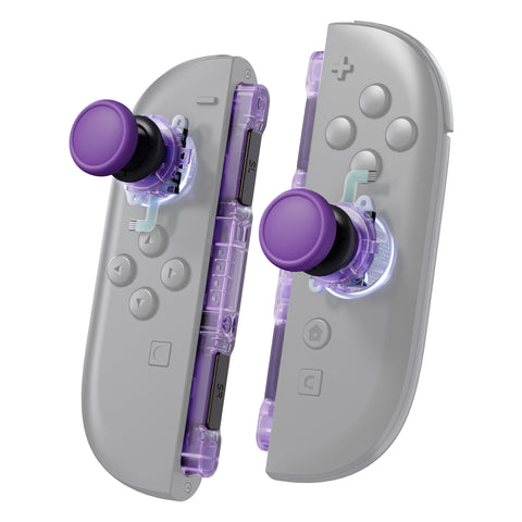 eXtremeRate Replacement 3D Joystick & Thumb Grips & Side Rail Shell Buttons for Nintendo Switch 2 JoyCon - Clear Atomic Purple - YVENTM003