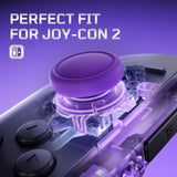 eXtremeRate Replacement 3D Joystick & Thumb Grips & Side Rail Shell Buttons for Nintendo Switch 2 JoyCon - Clear Atomic Purple - YVENTM003