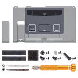 eXtremeRate SFC SNES Classic EU Style Console Back Plate DIY Replacement Housing Shell Case with Kickstand for Nintendo Switch Console - ZT106