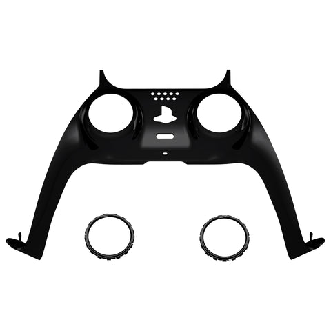 eXtremeRate Chrome Black Decorative Trim Shell Compatible with ps5 Controller, DIY Replacement Clip Shell, Custom Plates Cover Compatible with ps5 Controller with Accent Rings - GPFD4008