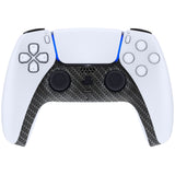 eXtremeRate Black Silver Carbon Fiber Decorative Trim Shell Compatible with ps5 Controller, DIY Replacement Clip Shell, Custom Plates Cover Compatible with ps5 Controller with Accent Rings - GPFS2009