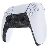 eXtremeRate Black Silver Carbon Fiber Decorative Trim Shell Compatible with ps5 Controller, DIY Replacement Clip Shell, Custom Plates Cover Compatible with ps5 Controller with Accent Rings - GPFS2009