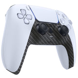 eXtremeRate Black Silver Carbon Fiber Decorative Trim Shell Compatible with ps5 Controller, DIY Replacement Clip Shell, Custom Plates Cover Compatible with ps5 Controller with Accent Rings - GPFS2009