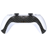 eXtremeRate Black Silver Carbon Fiber Decorative Trim Shell Compatible with ps5 Controller, DIY Replacement Clip Shell, Custom Plates Cover Compatible with ps5 Controller with Accent Rings - GPFS2009